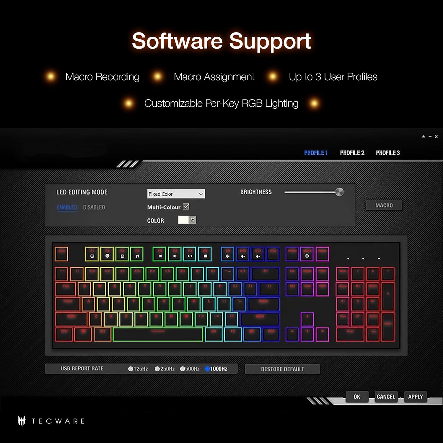 Phantom 87 Key Mechanical Keyboard, RGB Led, Outemu RED Switch