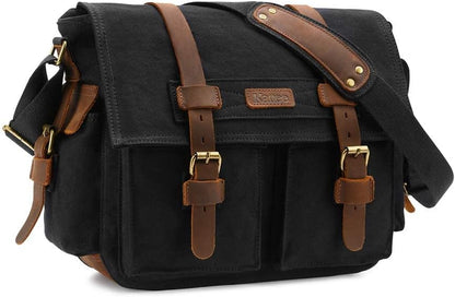 Leather Canvas Camera Bag Vintage DSLR SLR Messenger Shoulder Bag