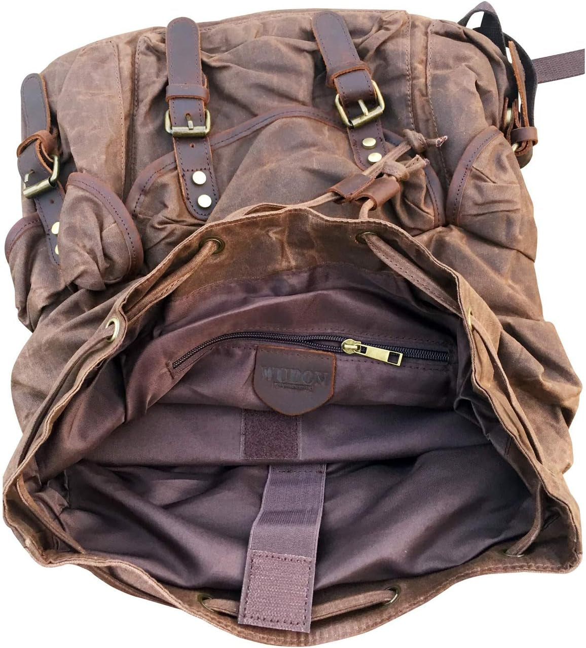 Leather Backpack for Men, Waxed Canvas Shoulder Rucksack Carry-On Travel Backpack