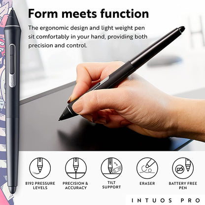 Intuos Pro Drawing Tablet, Small 10.6" X 6.7" Wireless Graphics Art Tablet with Pro Pen 2 & Touch Ring, Digital Drawing Pad for Mac and Windows PC