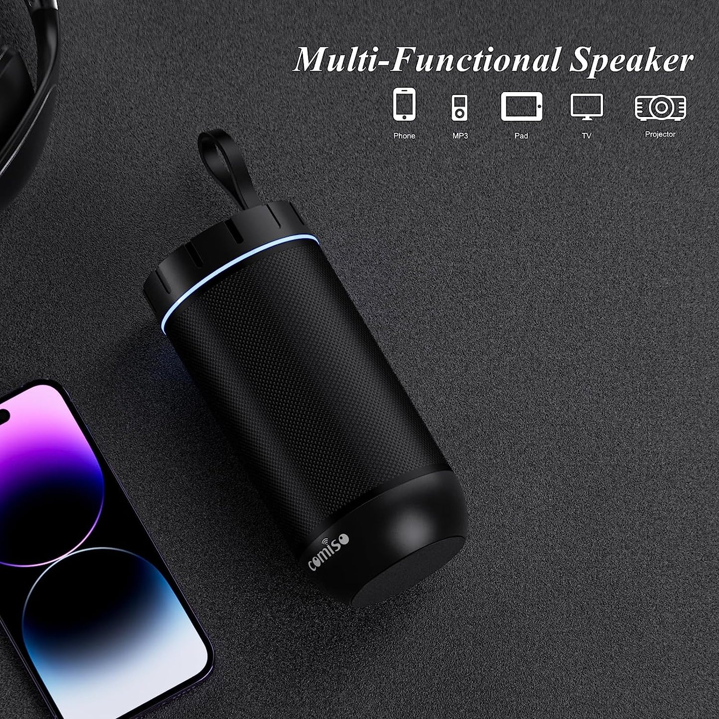 Bluetooth Speaker, IPX5 Waterproof Portable Speaker with 360° HD Surround Sound, Punchy Bass, Wireless TWS Pairing, 24H Playtime, Wireless Speaker for Home/Outdoor/Camping/Beach, Birthday Gift