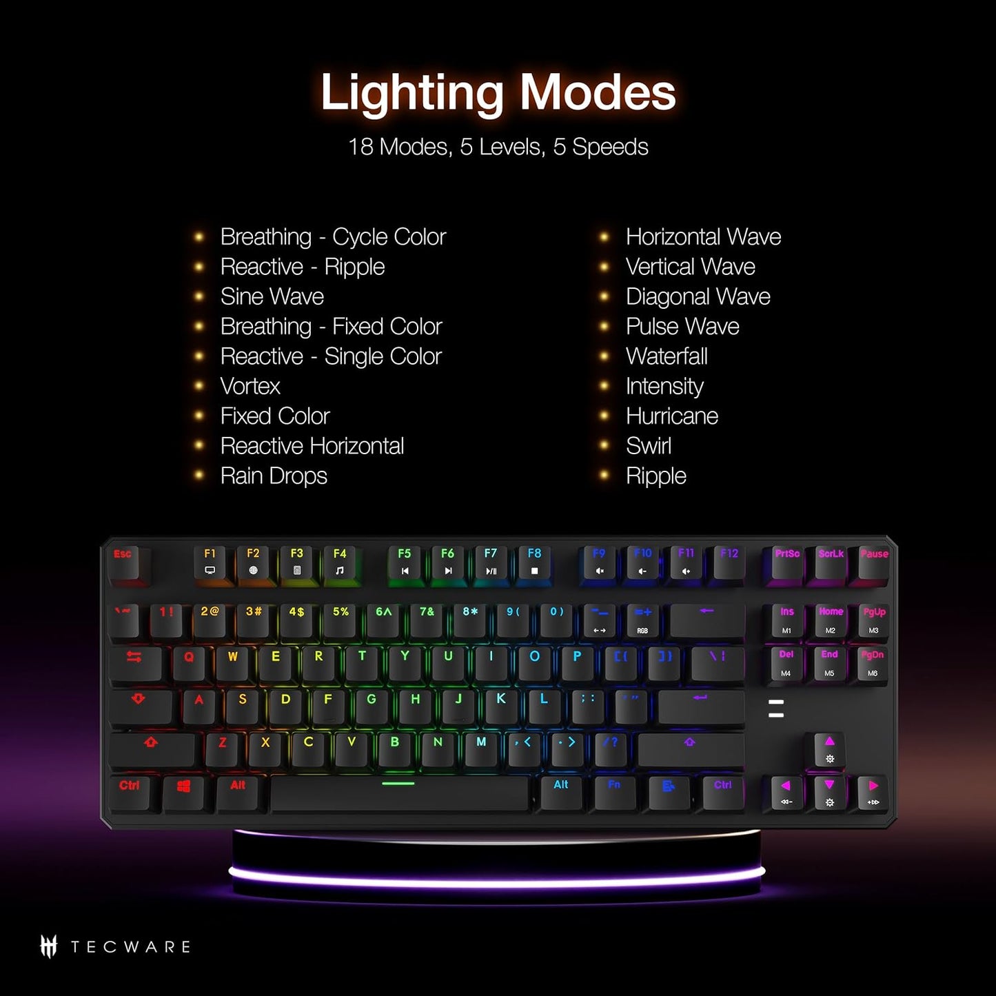 Phantom 87 Key Mechanical Keyboard, RGB Led, Outemu RED Switch