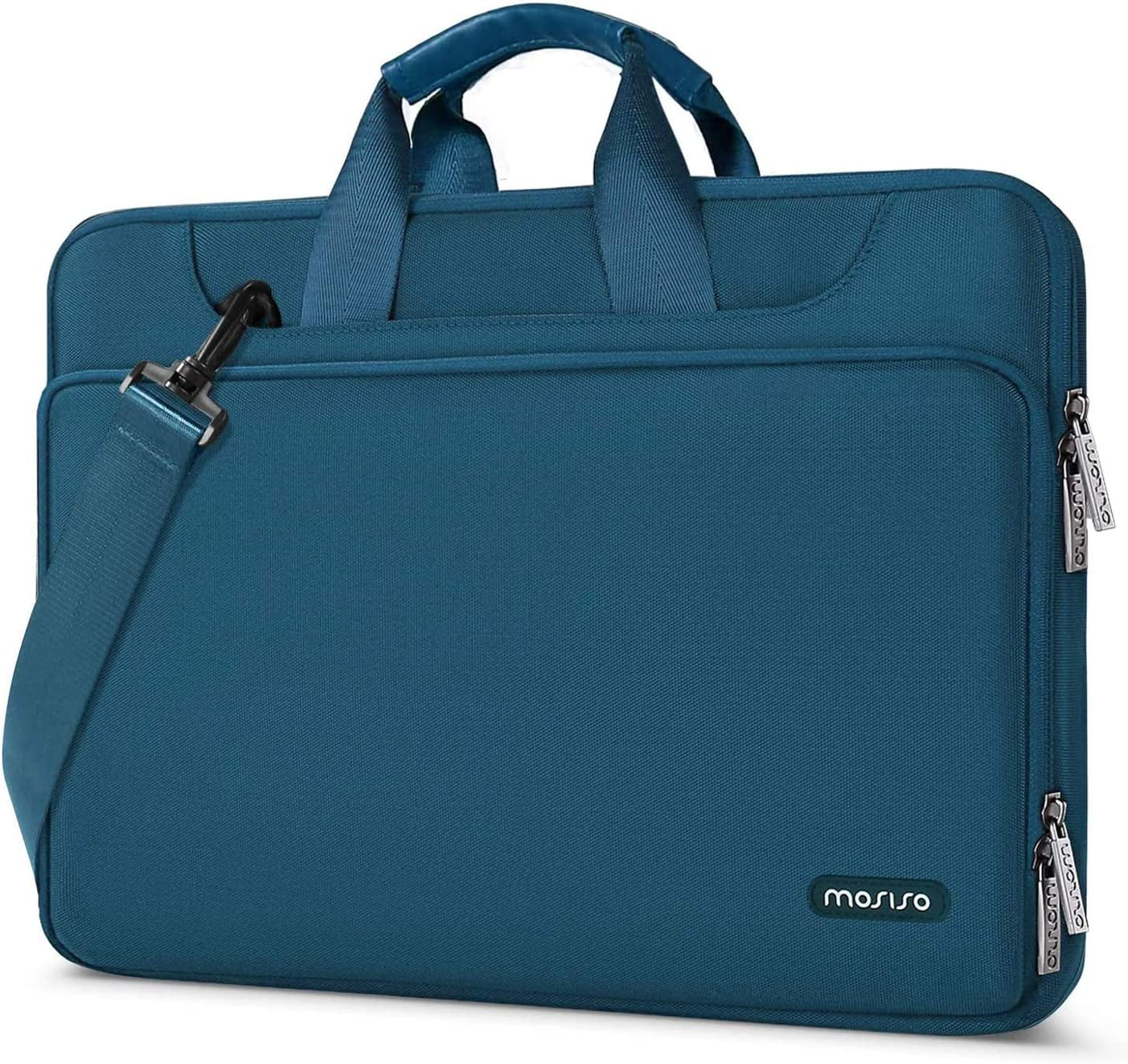 360 Protective Laptop Shoulder Bag Compatible with Macbook Air 15 Inch M2 A2941 2023/Pro 16 Inch M3 M2 M1 2023-2019, 15-15.6 Inch Notebook,Matching Color Sleeve with Belt, Teal Green